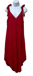 MSK roter Leinenmischung Jumpsuit Pullover Lagenlook weites asymmetrisches Bein Gr. L - Bild 1 von 10