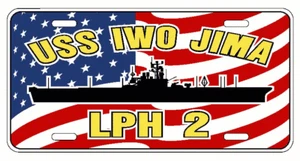 USS IWO JIMA LPH 2 License Plate U S Flag Military U S Navy USN PO6 - Picture 1 of 1