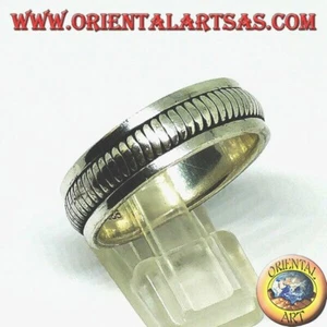 Anneau A Record en Argent 925‰ Tournant Anti-stress À Double Anneau Rotatif - Imagen 1 de 5