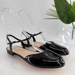 AGL Milly Patent Leather Ballet Flat Womens 41 11 Black Ankle Strap Slingback - Picture 1 of 14