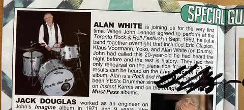 The Rock Band YES Drummer ALAN WHITE Autographed Program (In-Person) Cover