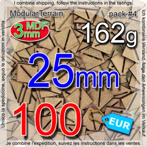 100x 3mm MDF Diagonal Slot Slotted Slotta 25mm Square Base Warhammer - Foto 1 di 9