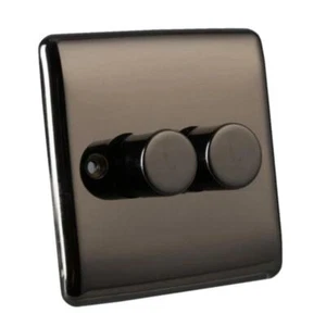 Caradok 2 Gang LED Dimmer Switch - Black Nickel - Picture 1 of 1