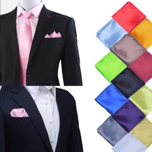 Men's Satin Pocket Square Hankie Hankerchief Wedding Party Formal Suit Acc Gifts - Picture 1 of 49