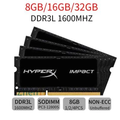 32GB 16GB 8GB DDR3L 1600MHz / 1866MHz PC3L 1.35V Laptop RAM HyperX Impact LOT AU - Image 1 of 4