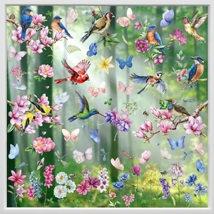 9 Blatt Fensterbilder Frühling Vögel Fensterbilder Selbstklebend Blumen Schmeter - Bild 1 von 6