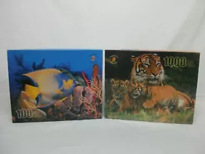 GOLDEN BOOKS MERRIGOLD PRESS TIGERS 1000 PIECE FISH 100 JIGSAW PUZZLES LOT 1998 - Picture 1 of 11