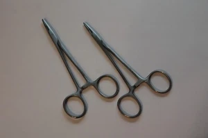 New 2pc Fishing Set 5 1/4" Straight Hemostat Forceps Locking Clamps - Picture 1 of 4
