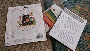 Dimensions Embroidery Kit Opened But Not Started Black Cat With Plants - Picture 1 of 2