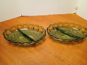Vintage 2 Anchor Hocking FAIRFIELD Avocado grün 2-teilig geteilt oval Relish Geschirr  - Bild 1 von 5