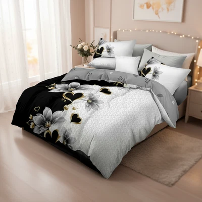 Juego de edredón floral de 4 piezas con sábana plana y 2 fundas de almohada para ideal de regalo Foto 1 de 4