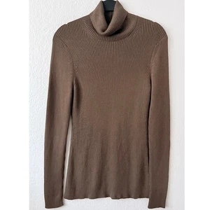 Peruvian Connection Women's Classic Ribbed Turtle Neck Long Sleeve Pima Cotton L - Picture 1 of 4