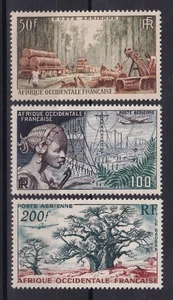 TIMBRE STAMP 3 AFRIQUE AOF Y&T#18-20 PA AVION & FLORE NEUF**/MNH-MINT 1954 ~R99 - Picture 1 of 1
