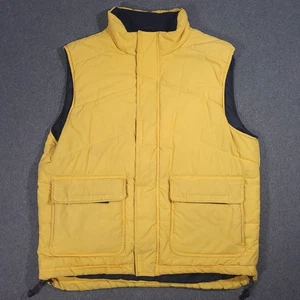 Vintage Y2K 90s Gap Puffer Vest Large Yellow Full Zip adjustable waist USA READ - Picture 1 of 15