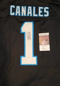 DAVE CANALES SIGNED HANDSIGNIERT CAROLINA PANTHERS INDIVIDUELLES TRIKOT JSA COA - Bild 1 von 1