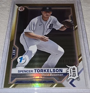 2021 BOWMAN CHROME SPENCER TORKELSON RC GOLD REFRACTOR # /50 TIGERS - Picture 1 of 9