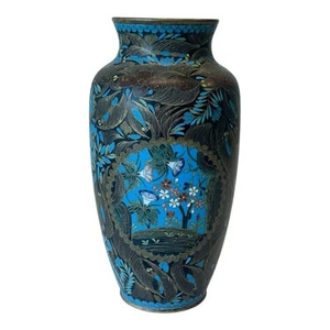 Antique Japanese Meiji Period Small Bronze Cloisonne Enamel Vase - Picture 1 of 6