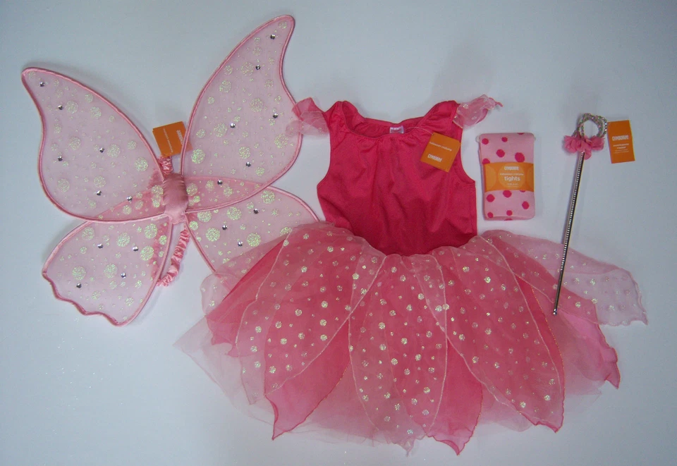 Новый с Ярлыками Gymboree Sz 10-12: розовый блестящий фея костюм крылья в горошек колготки и палочка - Изображение 1 из 1