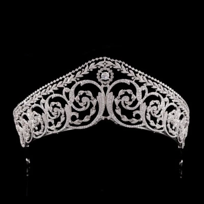 Luxury All CZ Cubic Zirconia Queen Wedding Princess Tiara Crown For Women - Image 1 of 4