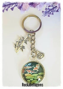 Personalised Koi carp key ring, charm Japanese, Buddha, bamboo, Zen - Picture 1 of 1