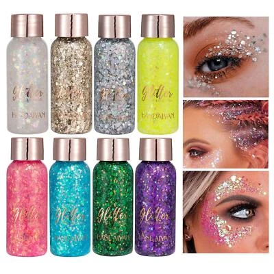 Festival Glitzer Gel Gemischte Gesicht Körper Lidschatten Haar Deko Pailletten ∧ - Bild 1 von 4