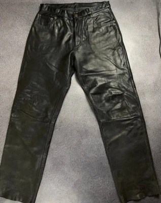 Leather Distressed Motorcycle Cowboy Pants size 33 - Image 1 of 4