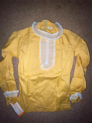 CAMISA VAQUERA OCCIDENTAL VINTAGE AÑOS 70 MUJER NUEVA XS 12 AMARILLO ESMOQUIN CON VOLANTES CREMALLERA TRASERA Foto 1 de 4