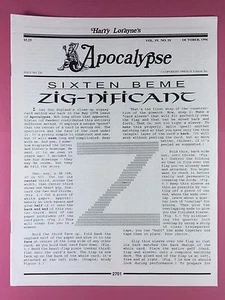Harry Lorayne's Apocalypse - Magier Newsletter Vol.19/No.10 - 1996 - Magisch - Imagen 1 de 2