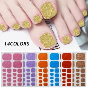Toenail Sticker Full Wraps Sparkling Full Cover Self-adhesive Multi Color DIY У - Picture 1 of 26