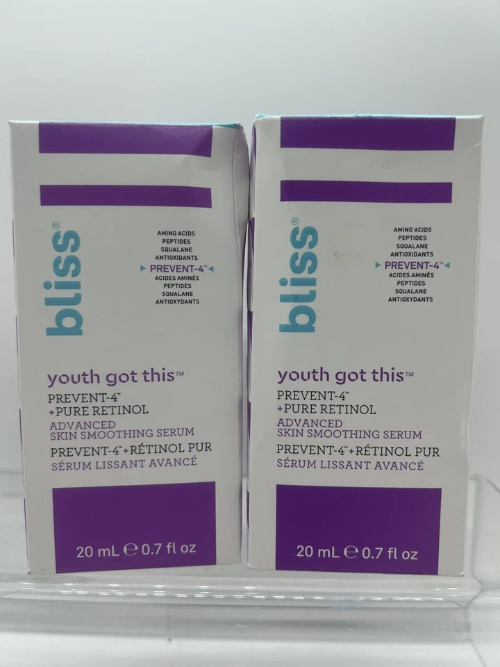 (2) Bliss Youth Got This Prevent-4 Retinol Wrinkle Advanced Smoothing Serum .67o - Image 1 of 4