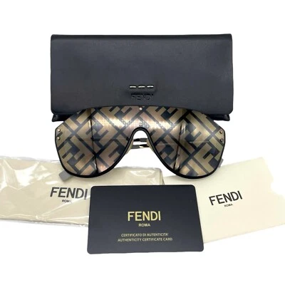Gafas de sol FENDI Zucca marco dorado lentes marrones logotipo FF Foto 1 de 4