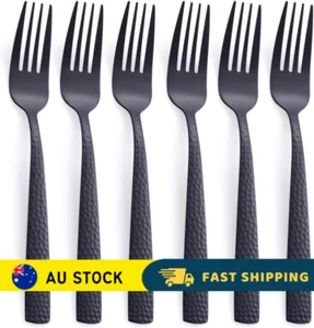 Matte Black Dinner Fork Set of 6, 20 cm Stainless Steel Black Silverware Fork Me - Picture 1 of 7