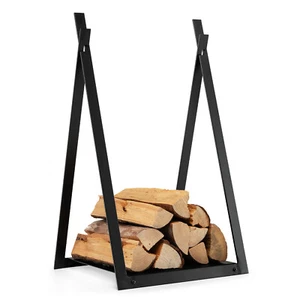 Topbuy 16" Triángulo Chimenea Estante Decorativo Soporte de Almacenamiento de Troncos con Base Elevada - Imagen 1 de 8