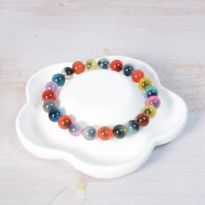 Natural Stones 8mm Sugar Color Agate Round Beaded Bracelet for Women Girls - Picture 1 of 6