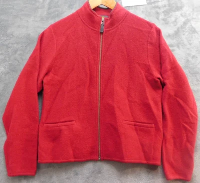 Cárdigan Woolrich Cremallera Completa Para Mujer S Rojo Rubí 100% Lana Foto 1 de 4