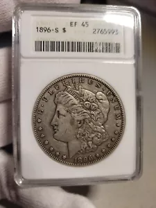 1896-S Morgan Dollar EF 45 in an Old ANACS Soapbox Holder - Picture 1 of 4