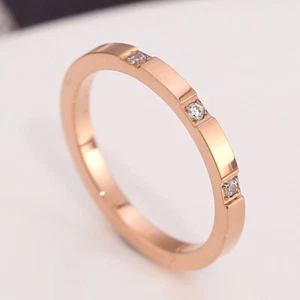 Men Women Silver Gift Stainless Steel Ring Band Gold Wedding Engagement Gold USA - Picture 1 of 3