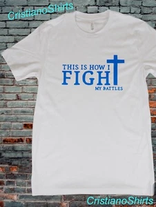 Camiseta blanca unisex de lona Bella "This Is How I Fight My Battles" talla mediana - Imagen 1 de 9