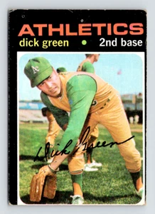 1971 Topps Card, #258 Dick Green, Oakland Athletics - Picture 1 of 3