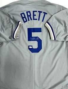Camiseta deportiva gris réplica personalizada firmada por George Brett miembro del Salón de la Fama de los Reales AUTO - JSA - Imagen 1 de 3