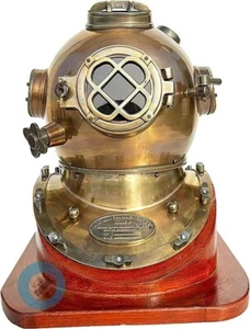 Full Size Antique U.S Navy Steel Divers Diving Helmet Mark V Deep sea Scuba Gift - Picture 1 of 8