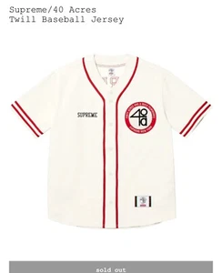 Supreme / 40 Acres Twill Baseball Jersey (SIZE LARGE) CONFIRMED ORDER - Picture 1 of 4