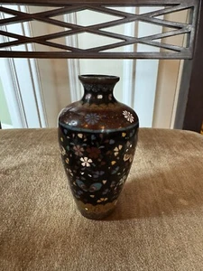 Antique Late Meiji Period Japanese Cloisonne Enamel and Brass Butterfly Vase - Picture 1 of 11