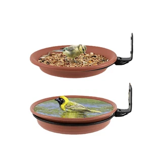 2 pz/set vassoio mangiatoia uccelli pieghevole da parete 8,3 pollici ciotola bagno uccelli da esterno - Foto 1 di 9