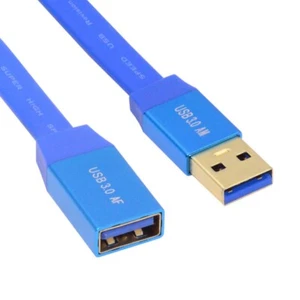Ultra Flat Slim USB 3.0 Type-A to USB3.0 A Male Cable Extension Blue 5Gbps - Picture 1 of 9