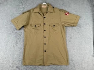 Boy Scouts of America Shirt Youth Extra Large Beige Button Up US Made READ ME - Picture 1 of 14