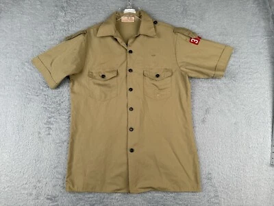 Boy Scouts of America Shirt Youth Extra Large Beige Button Up US Made READ ME - Image 1 of 4