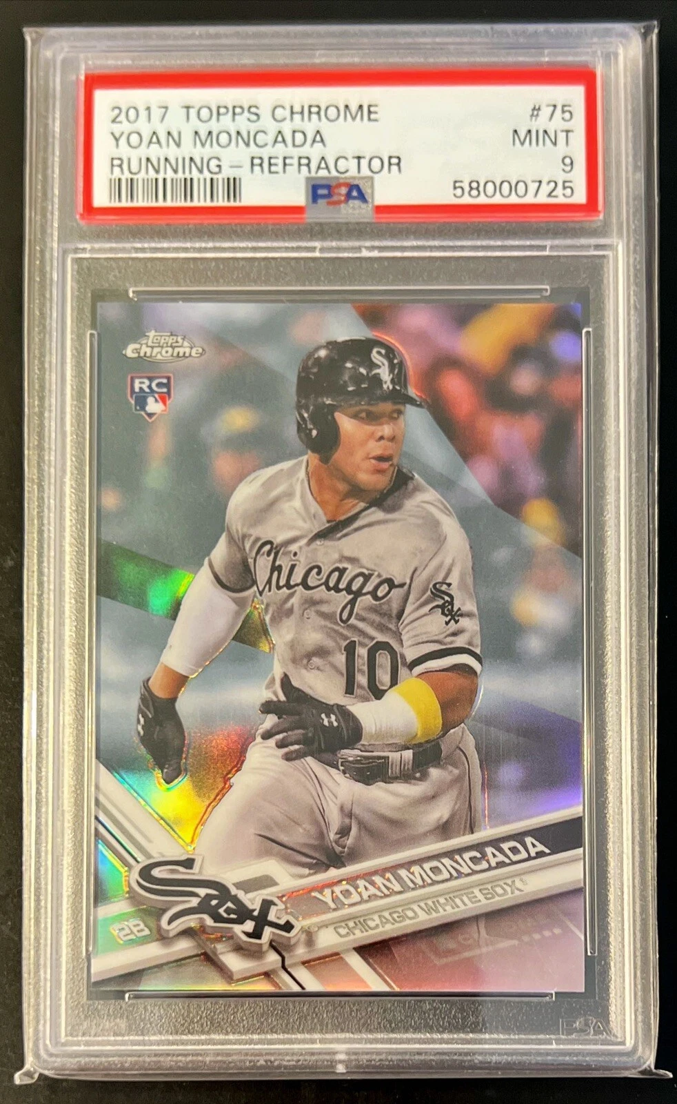 2017 Topps Chrome Yoan Moncada #75 RC Rookie Refractor PSA 9 Mint White Sox