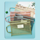 Nylon Mesh File Bag A4 Transparent Zipper Test Paper Information Bag Office Stud