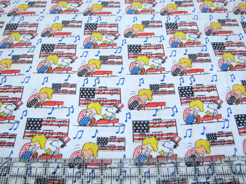 3 Yards Cotton Fabric - Springs Creative Peanuts Linus Snoopy Americana - Image 1 of 1